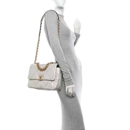 Chanel Iridescent Calfskin Quilted Large Chanel 19 Flap White 2 of 11
