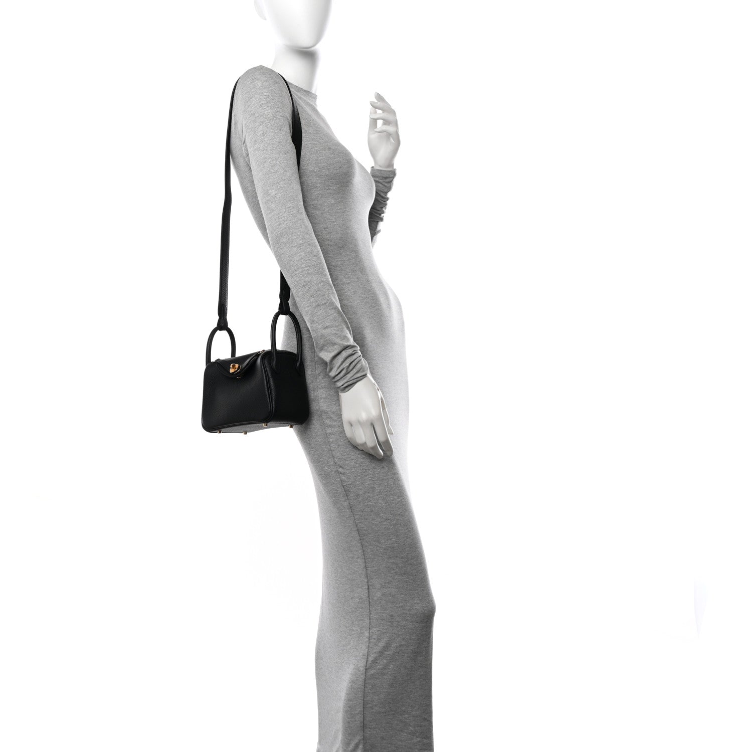 Hermes Taurillon Clemence Mini Lindy 20 Black 2 of 10