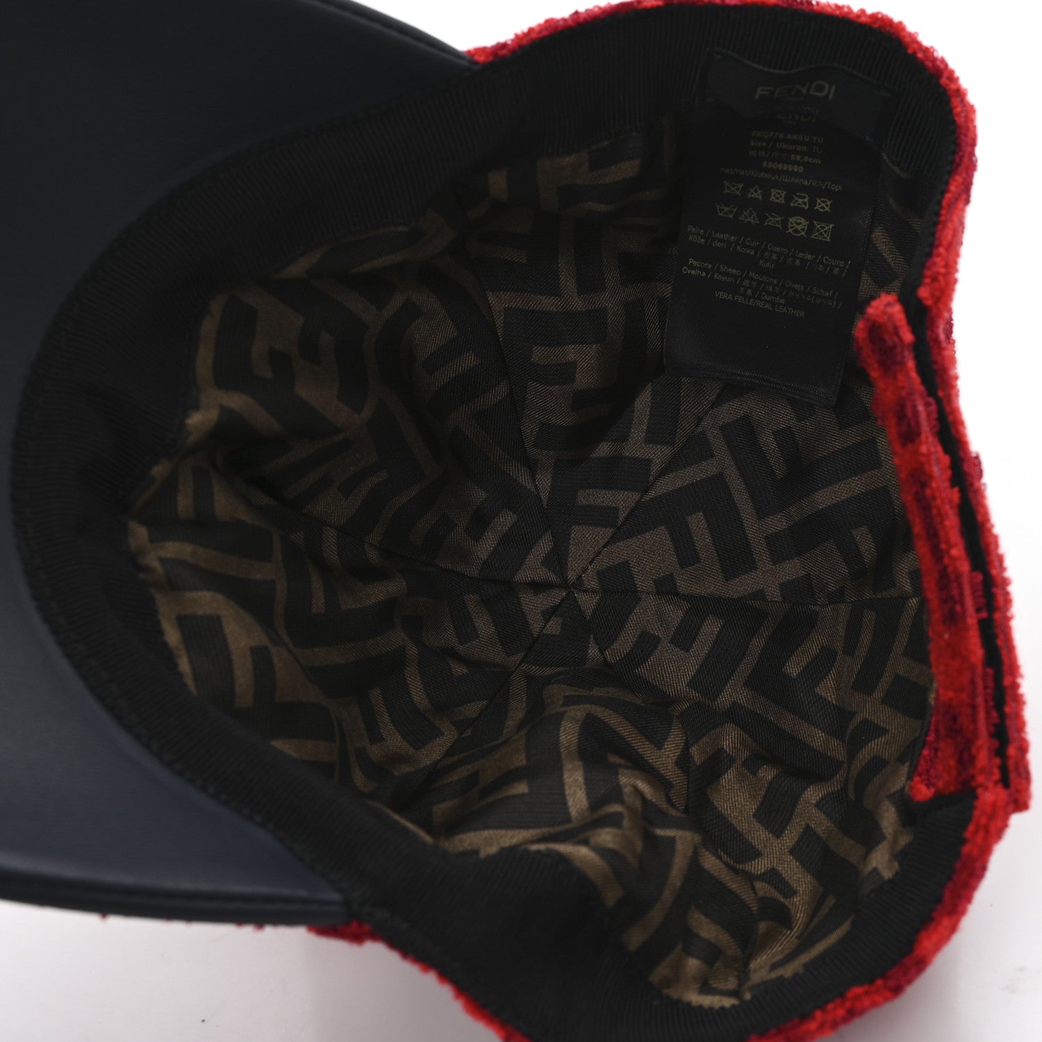 Fendi Terry Cloth FF  Baseball Hat 58 Red 7 of 9