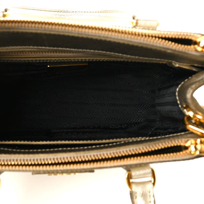 Prada Metallic Saffiano Small Galleria Double Zip Tote Platino 5 of 8