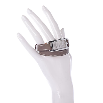 Hermes Stainless Steel Swift 20mm Cape Cod Double Tour Deux Zones Quartz Watch Etoupe 2 of 8