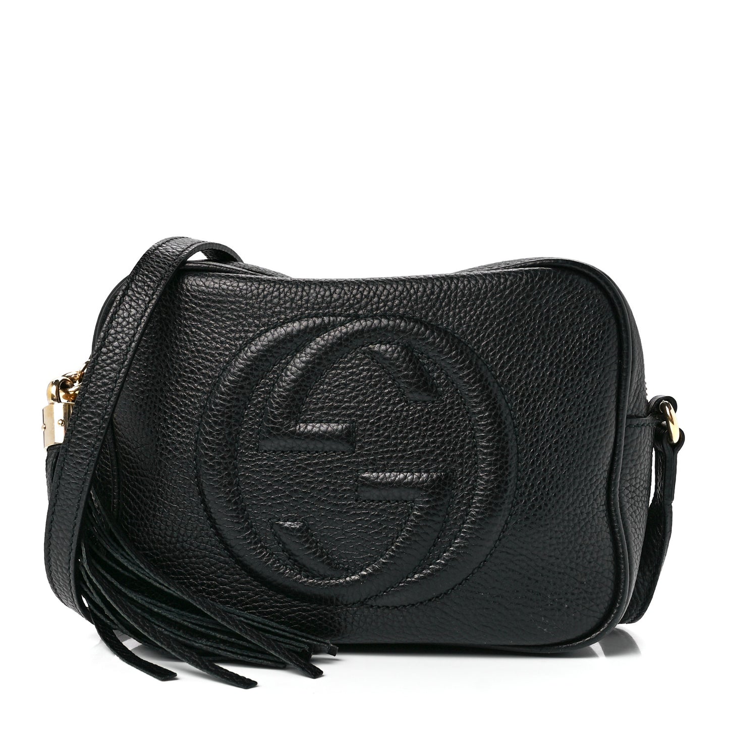 Pebbled Calfskin Small Soho Disco Bag Black