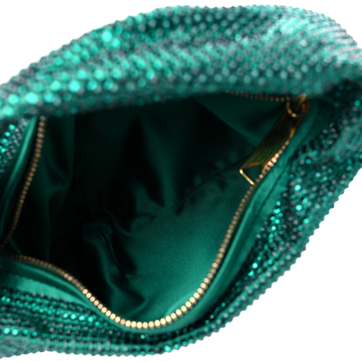 Crystal Embellished Satin Mini Hotfix Jodie Emerald