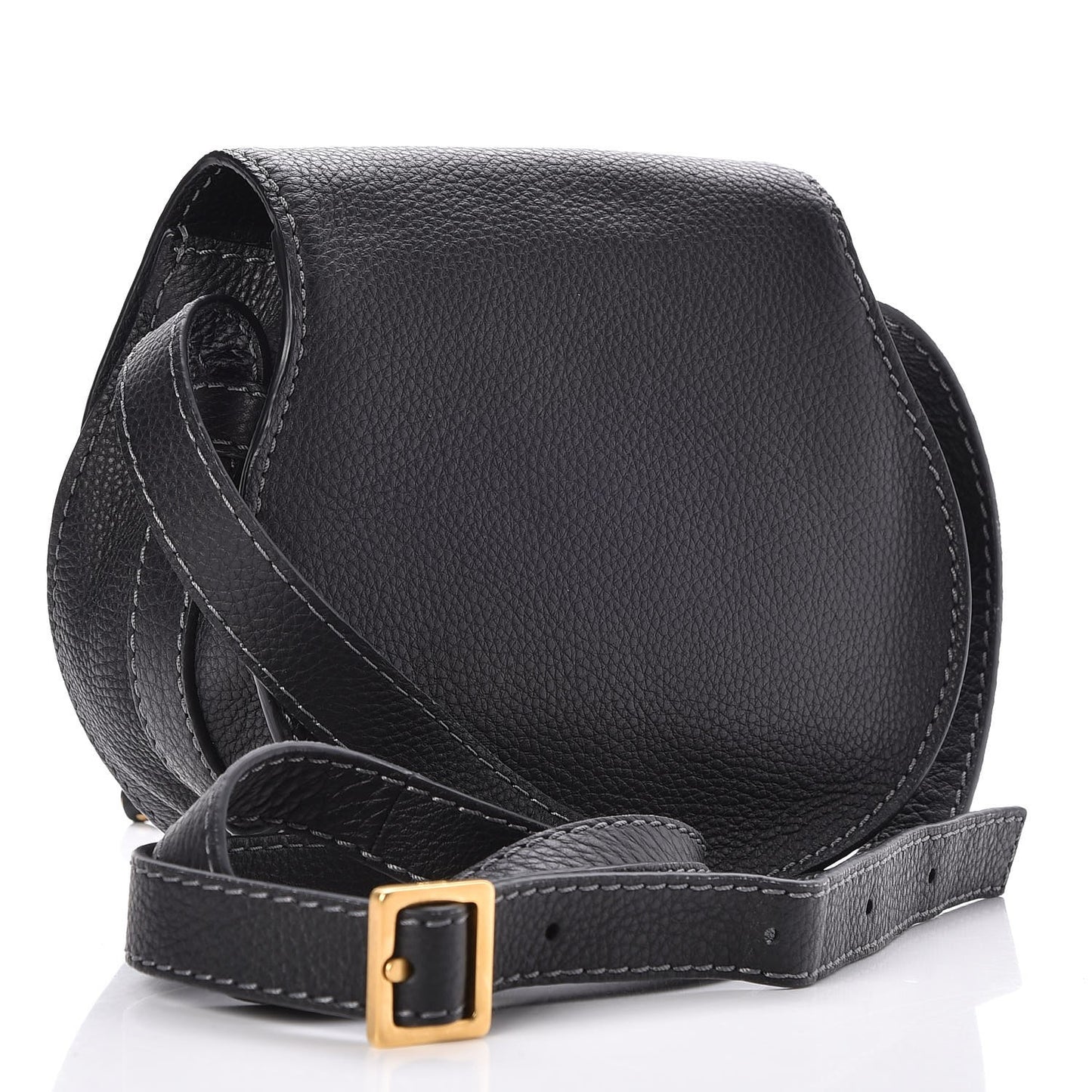 Calfskin Mini Marcie Round Crossbody Bag Black