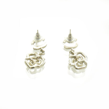 Chanel Crystal CC Camellia Drop Earrings Silver 2 of 5
