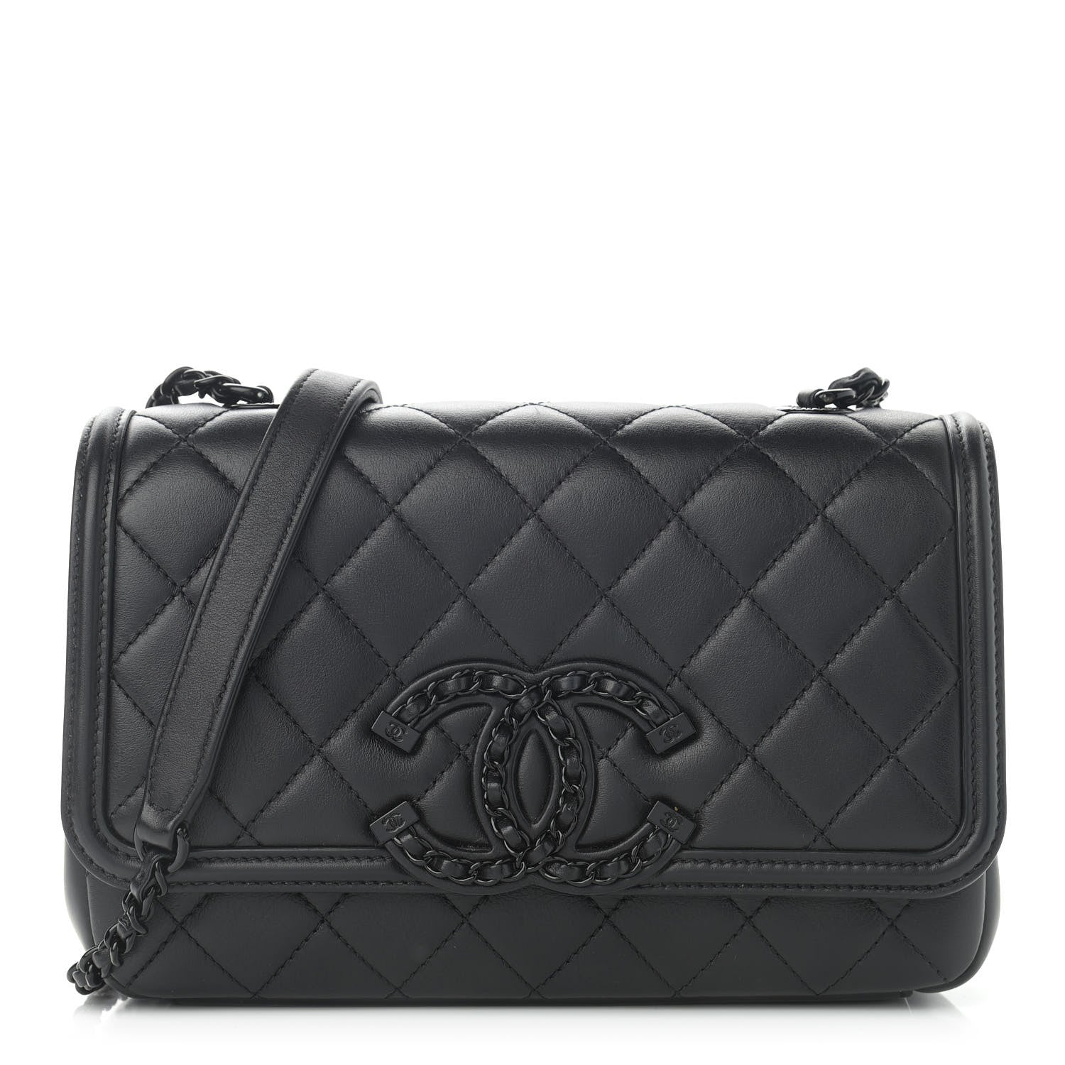 Chanel Lambskin Quilted Small CC Filigree Flap Black 1 of 13