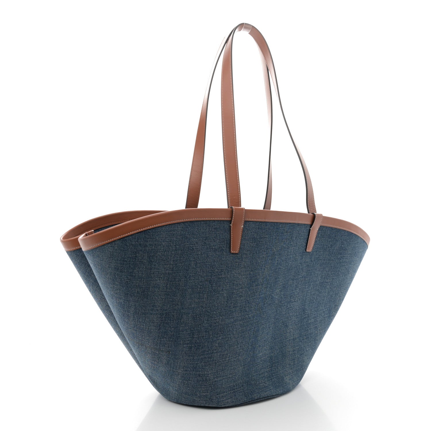 Celine Denim Calfskin Large Couffin Logo Tote Blue 3 of 10