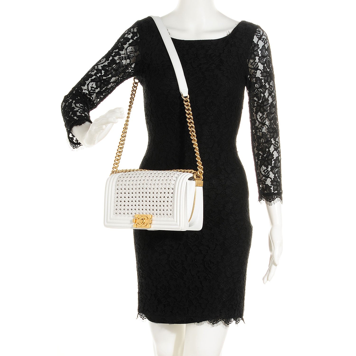 Chanel Sheepskin Braided Medium Boy Reverso Flap White 3 of 10