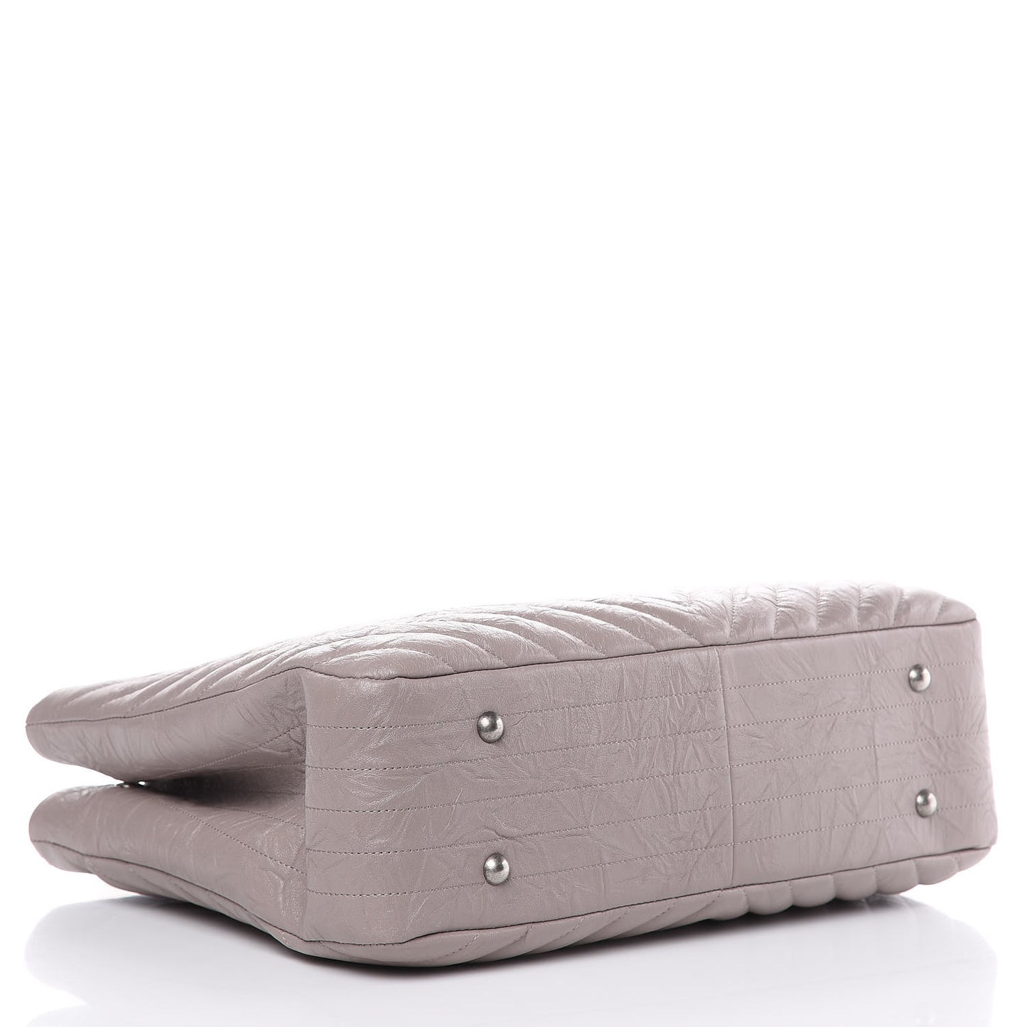 Aged Calfskin Chevron Quilted Timeless Tote Grey