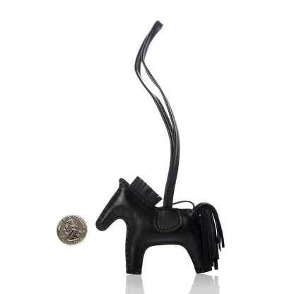 Hermes Milo Lambskin Grigri Rodeo Horse Bag Charm PM So Black 2 of 4