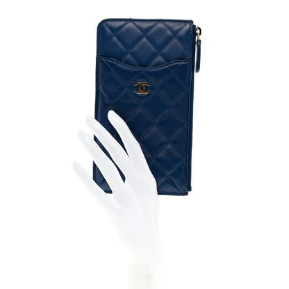 Chanel Lambskin Quilted Classic iPhone Pouch Blue 2 of 8
