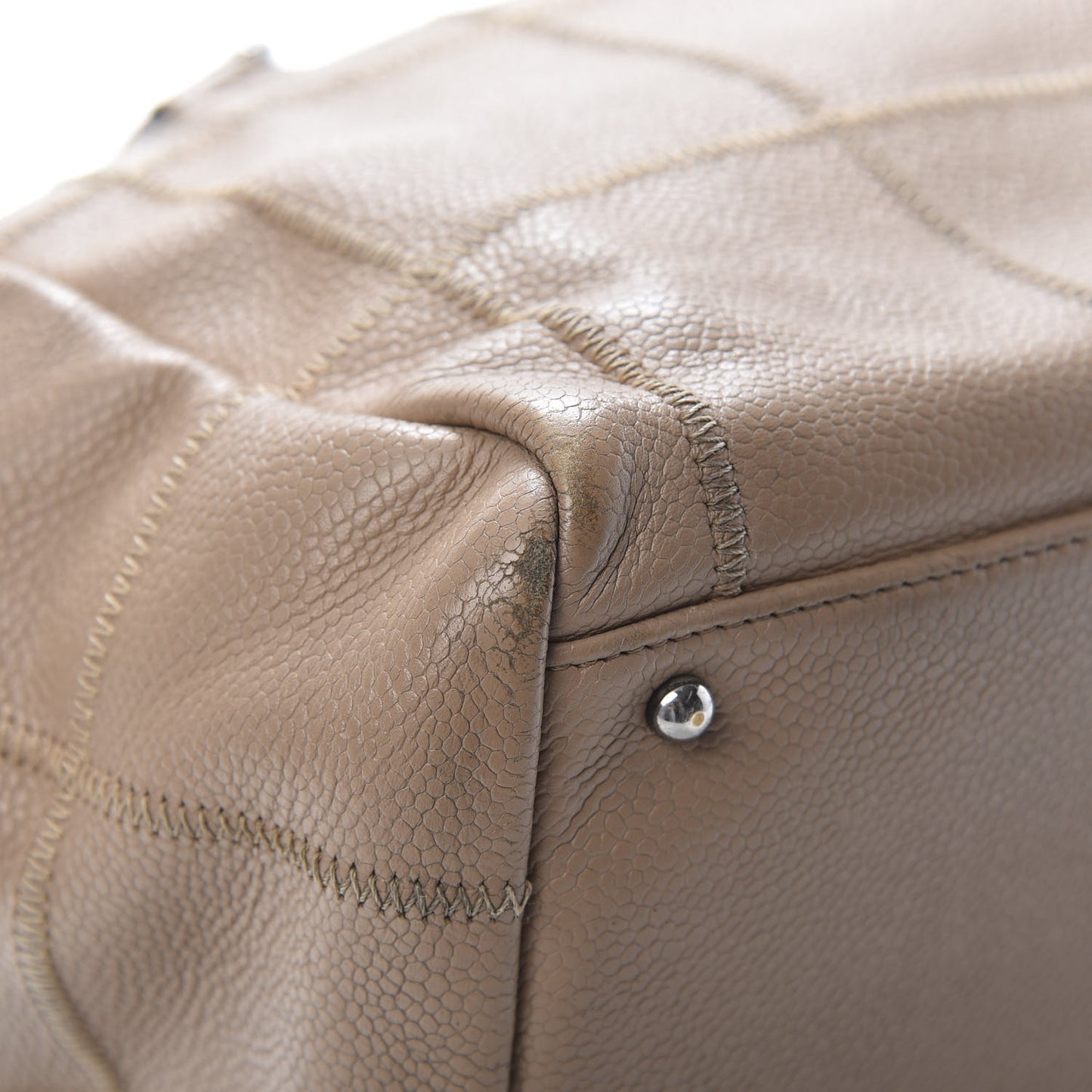 Caviar Square Stitched Tote Beige