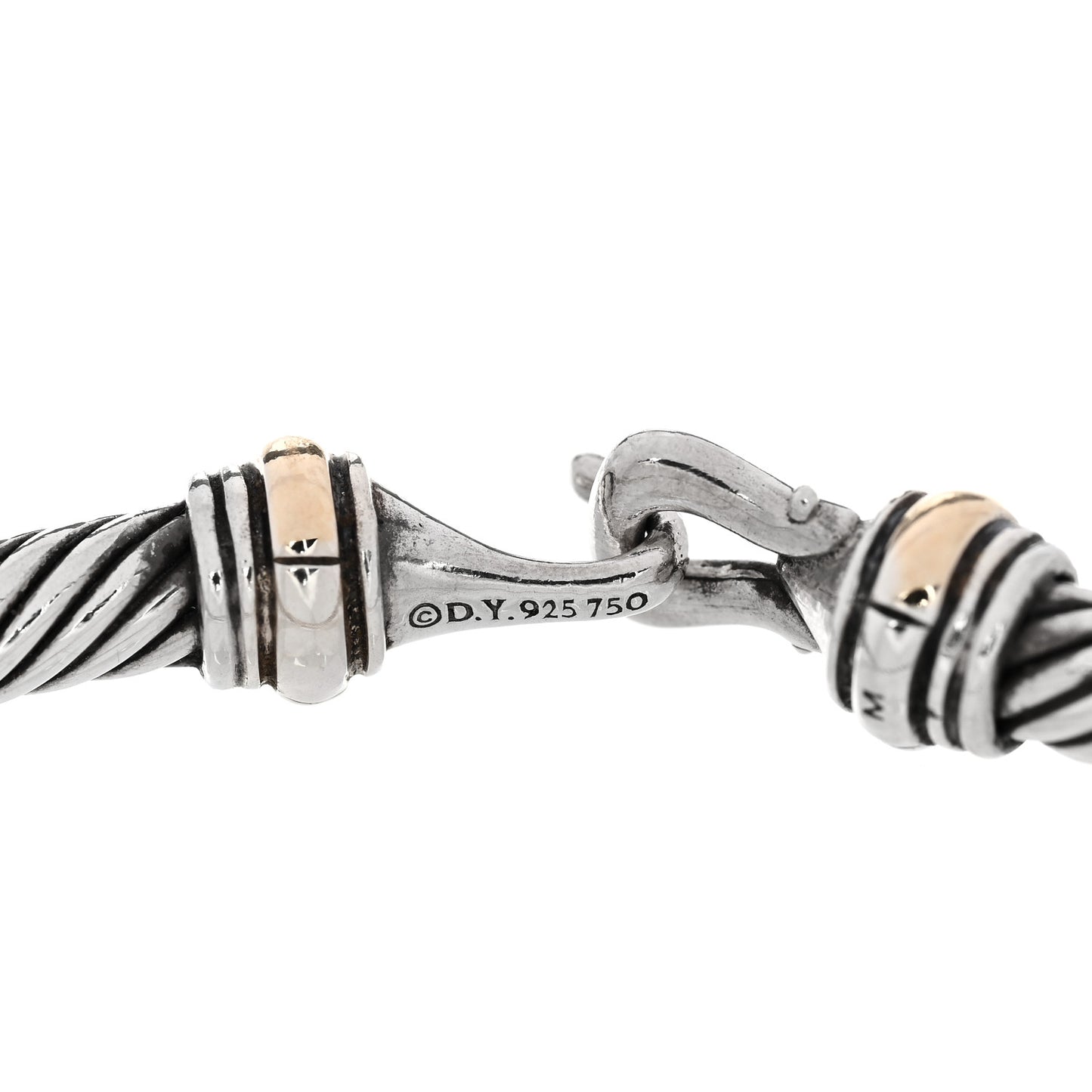 Sterling Silver 18K Yellow Gold 4mm Cable Classic Buckle Bracelet
