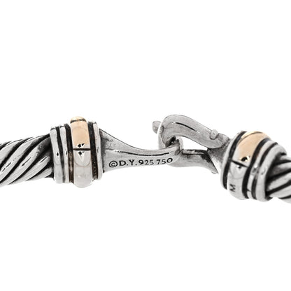 David Yurman Sterling Silver 18K Yellow Gold 4mm Cable Classic Buckle Bracelet 3 of 3