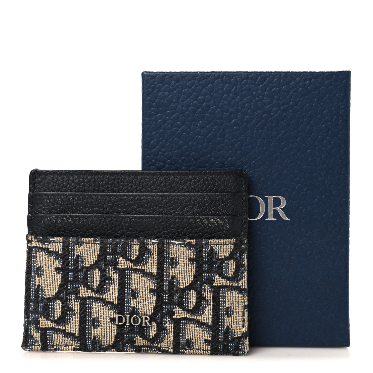 Christian Dior Grained Calfskin Oblique Card Holder Black 9 of 9