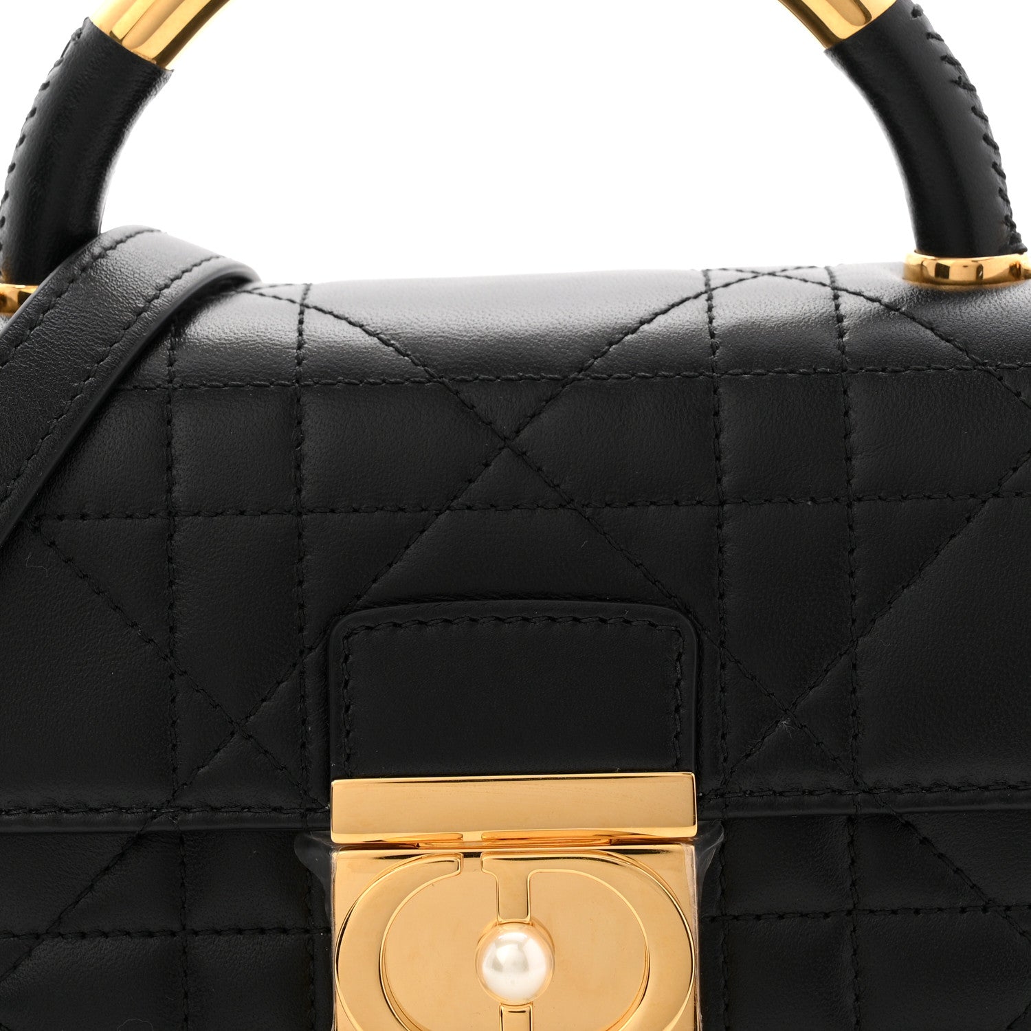 Christian Dior Calfskin Cannage Mini Ange Bag Black 7 of 9