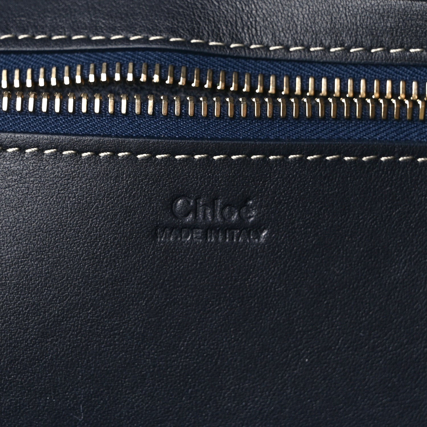 Chloe Felt Shiny Calfskin Medium Woody Ribbon Tote Obscure Navy 6 of 11