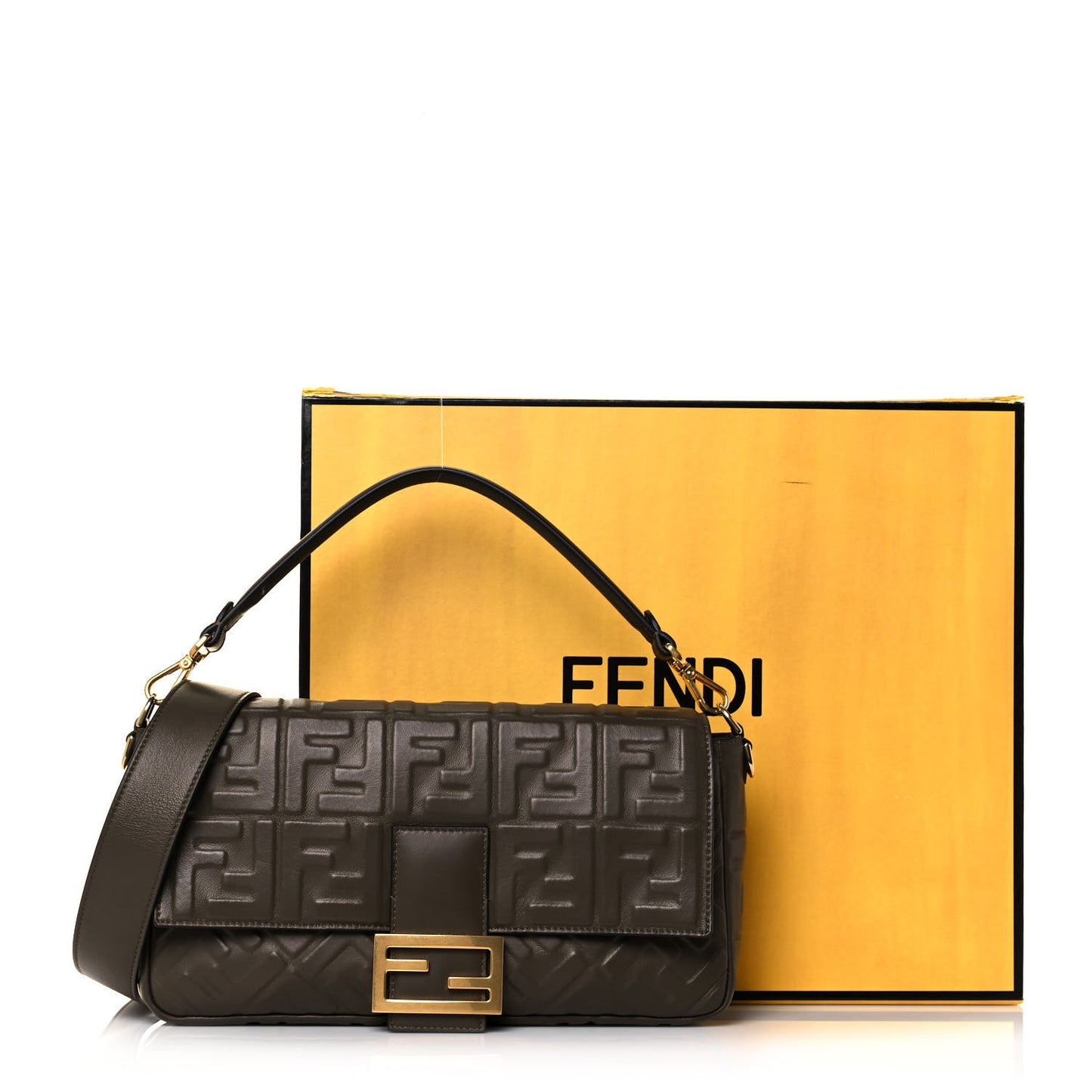 Nappa FF 1974 Embossed Large Baguette Wood