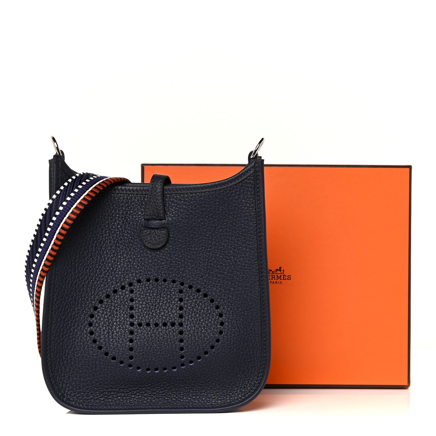 Hermes Taurillon Clemence Amazone Sangle Cavale Evelyne TPM Bleu Nuit Bleu Encre Cuivre 11 of 11