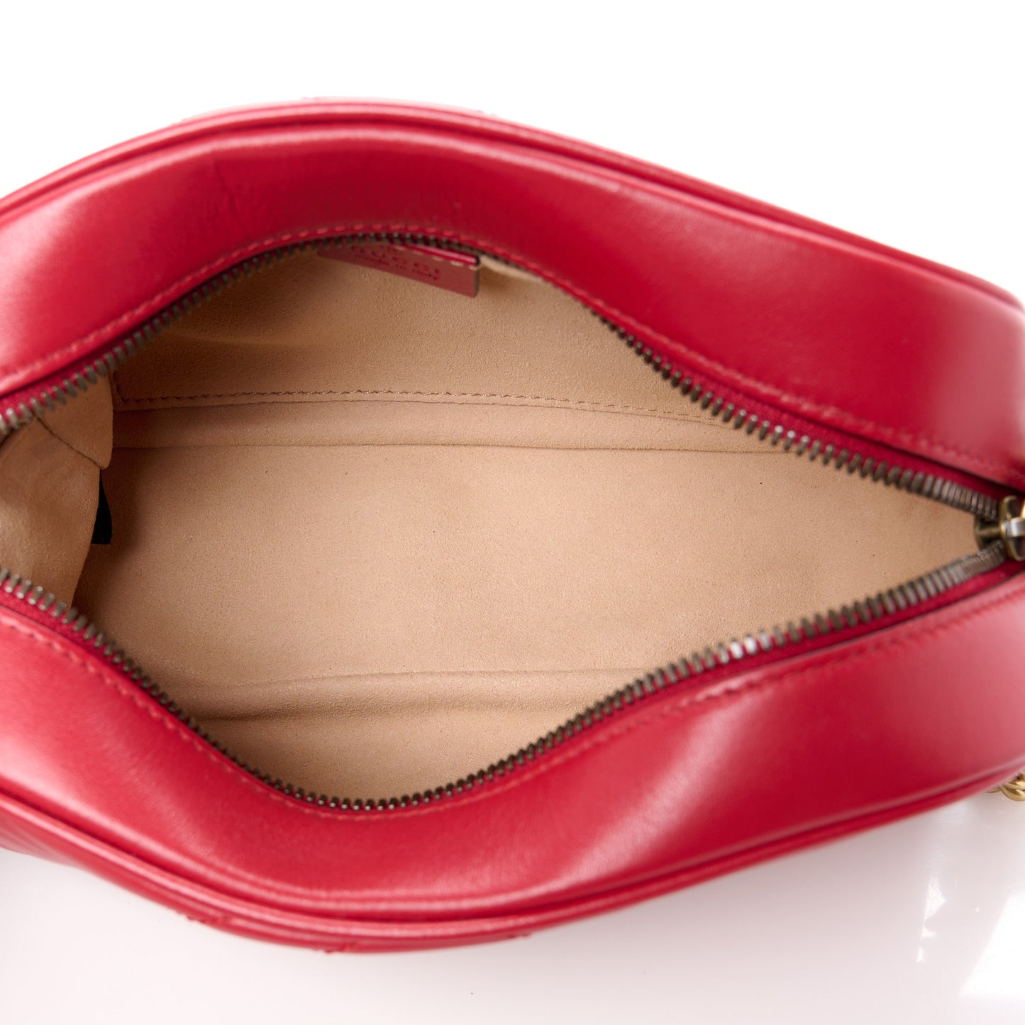 Calfskin Matelasse Small GG Marmont Chain Shoulder Bag Hibiscus Red