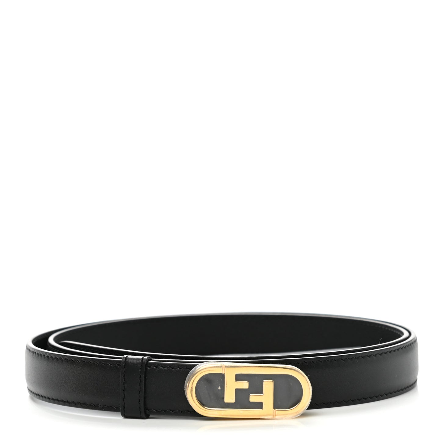 Vitello King Fendi O'Lock 2CM Belt 90 36 Black