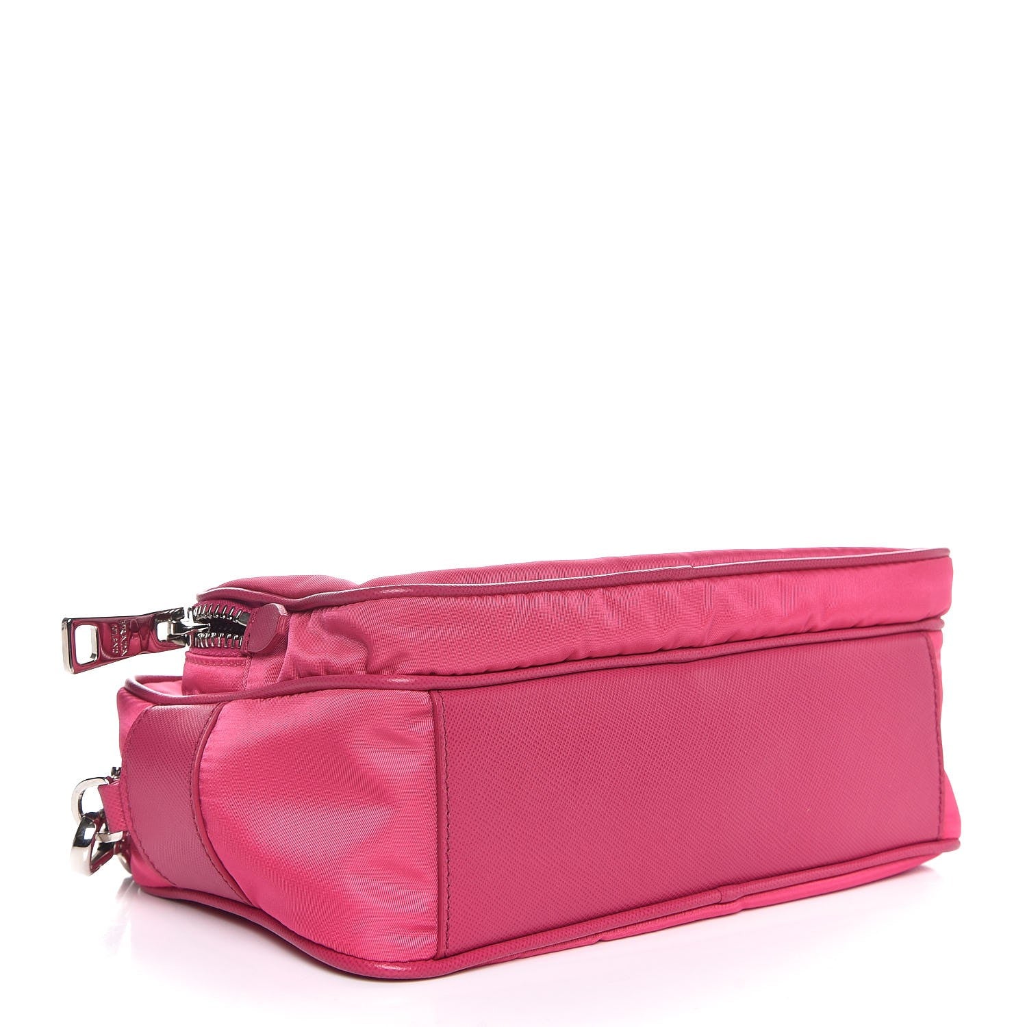 Prada Nylon Saffiano Vela Double Zip Crossbody Bag Fuxia 4 of 7