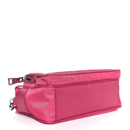 Prada Nylon Saffiano Vela Double Zip Crossbody Bag Fuxia 4 of 7