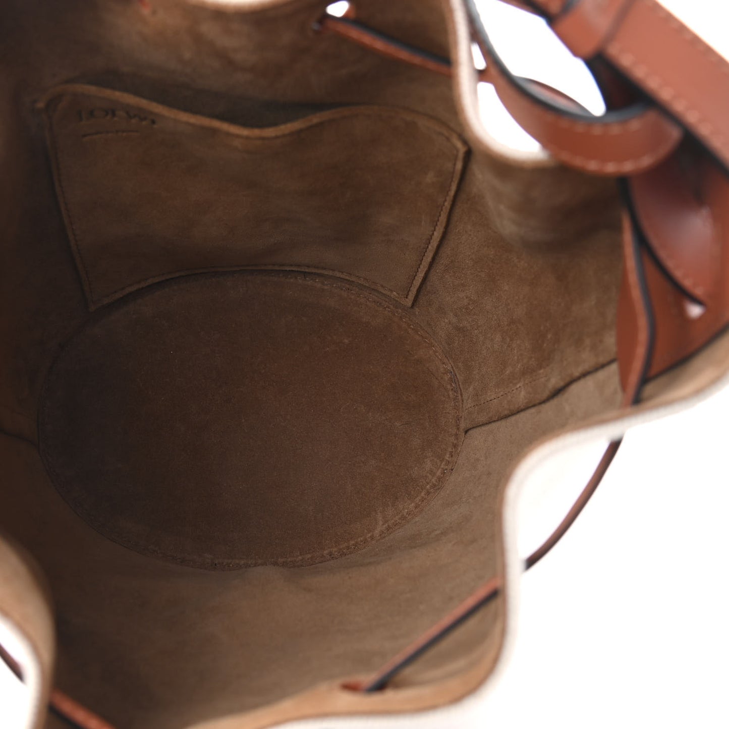 Canvas Calfskin Small Balloon Bag Ecru Tan