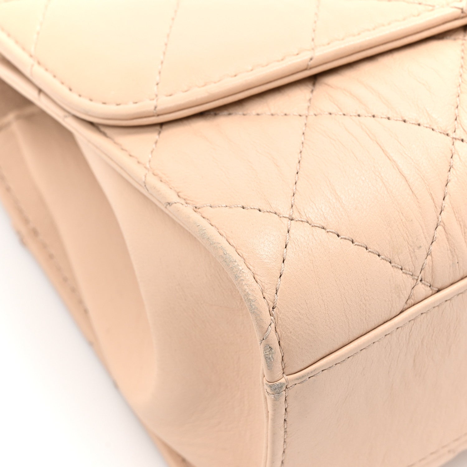 Chanel Crumpled Lambskin Quilted Small CC Links Top Handle Flap Beige 15 of 18