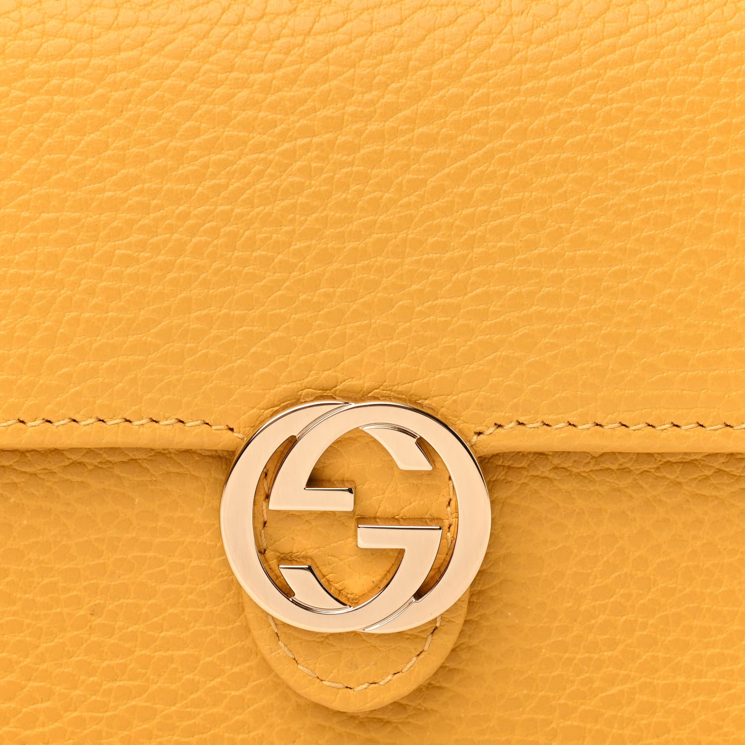 Gucci Dollar Calfskin Interlocking G Chain Wallet New Buttercup 8 of 10