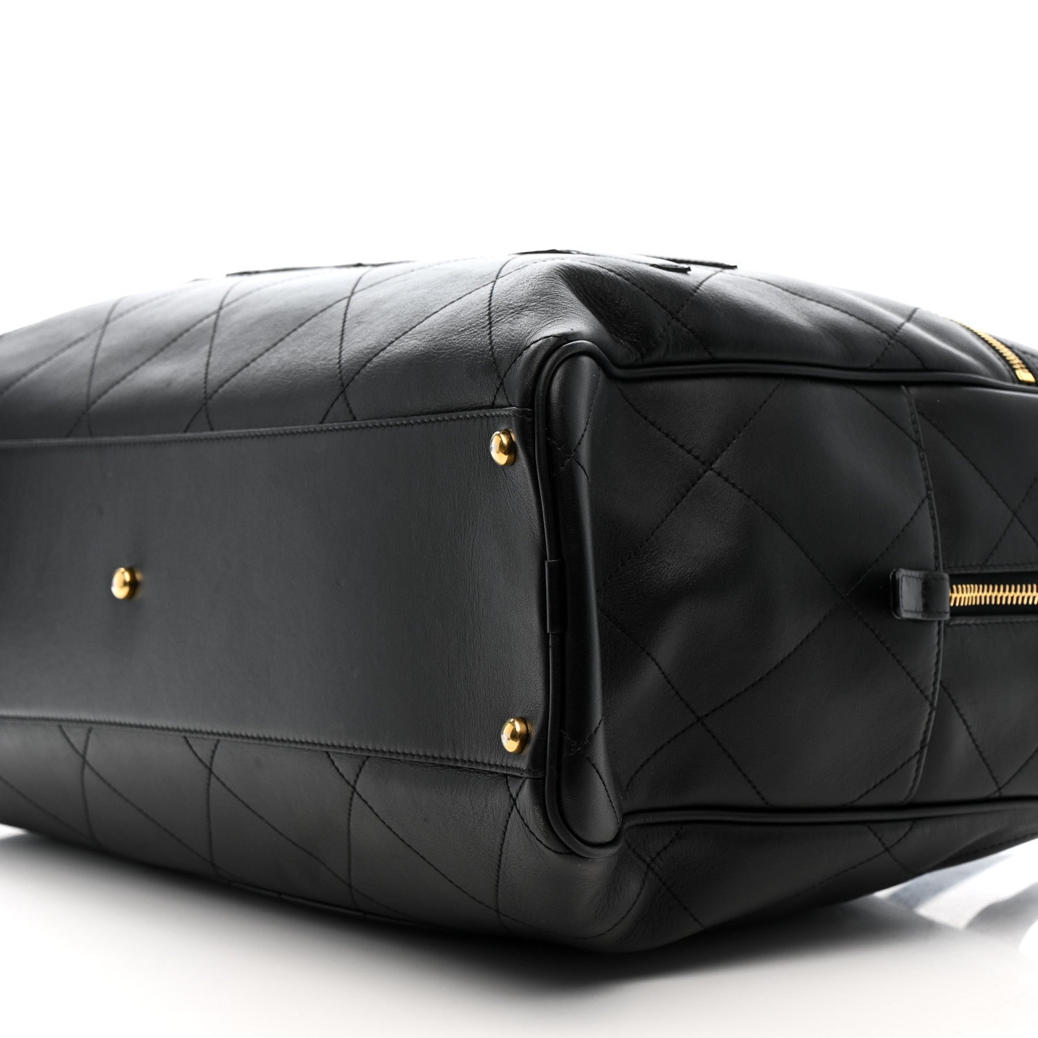 Chanel Calfskin Stitched Maxi Logo Bowling Bag Black 10 of 14