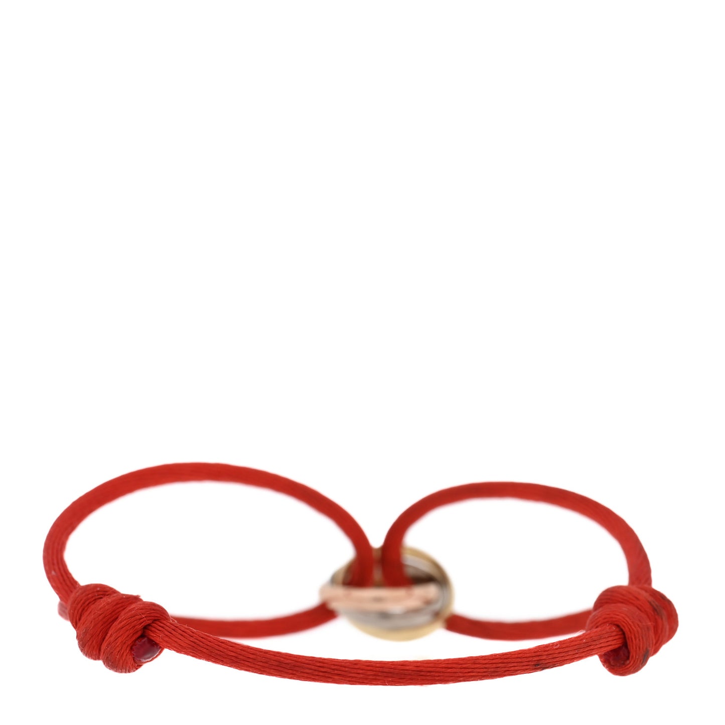 18K Pink Yellow White Gold Trinity Cord Bracelet Red