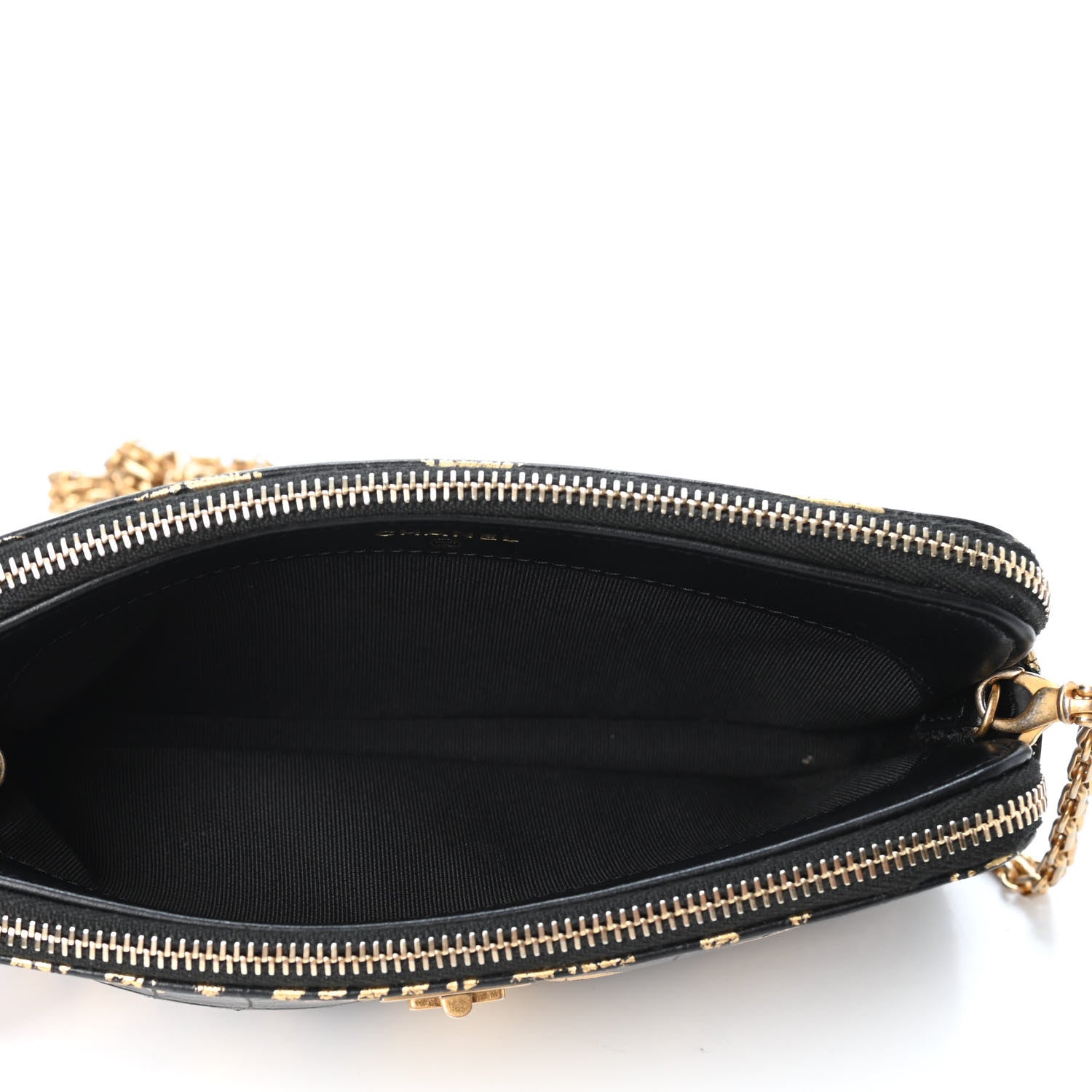 Chanel Calfskin Crocodile Embossed Graffiti 2.55 Cocodile Reissue Clutch With Chain Black Gold 4 of 4