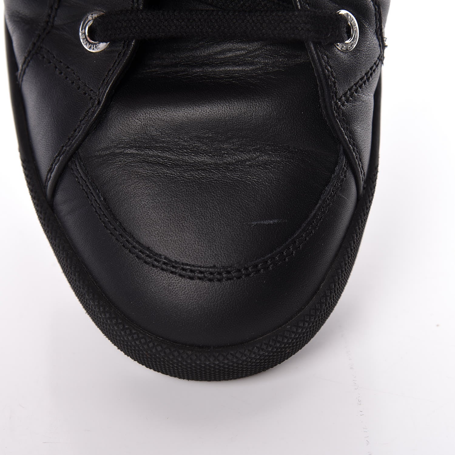 Chanel Calfskin Pearl High Top CC Sneakers 36 Black 11 of 16