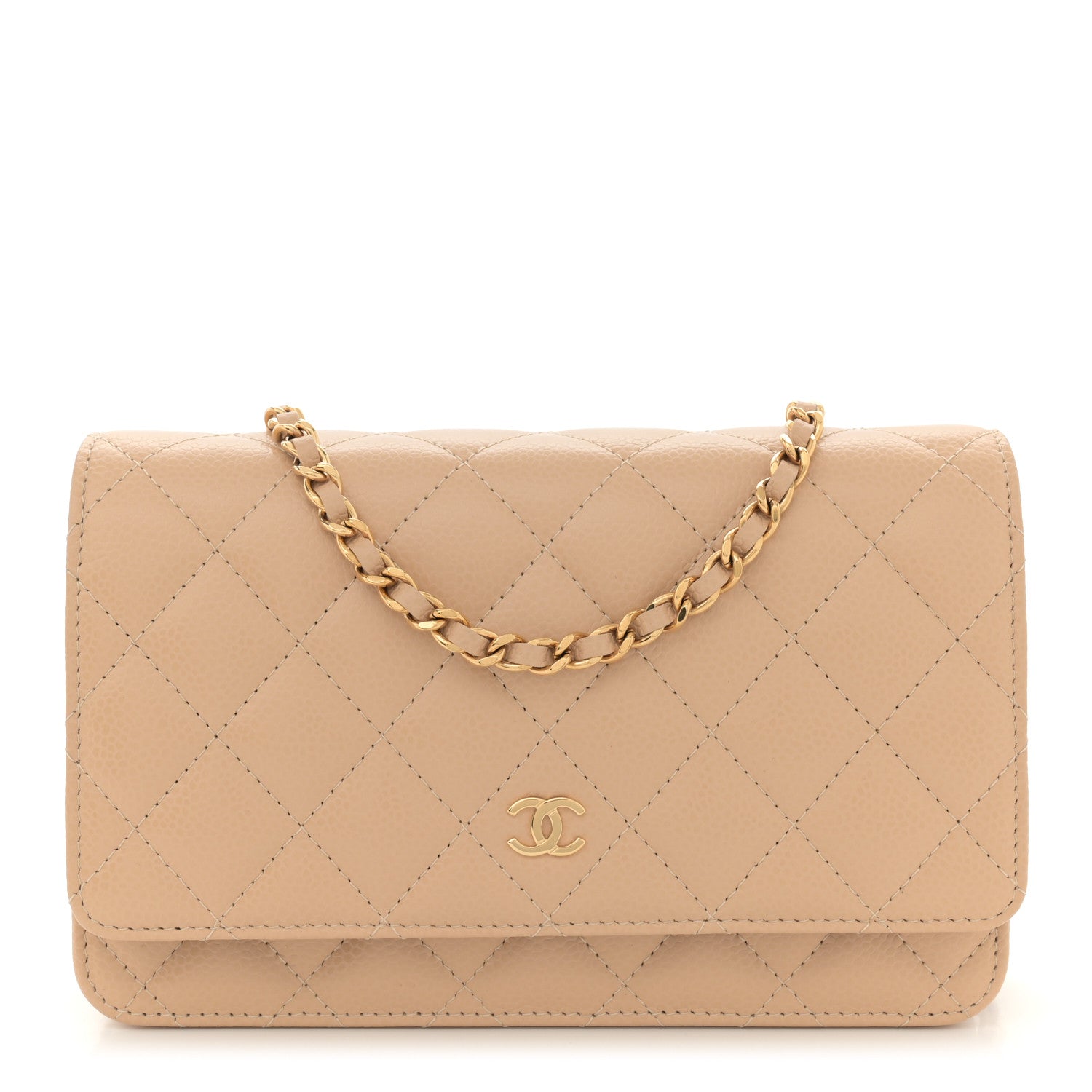 Chanel Caviar Quilted Wallet on Chain WOC Beige 1 of 11