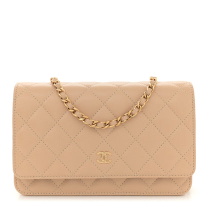 Chanel Caviar Quilted Wallet on Chain WOC Beige 1 of 11