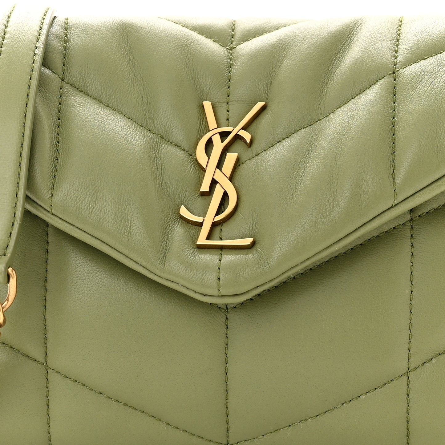 Lambskin Quilted Toy Loulou Puffer Monogram Chain Satchel Light Pistache