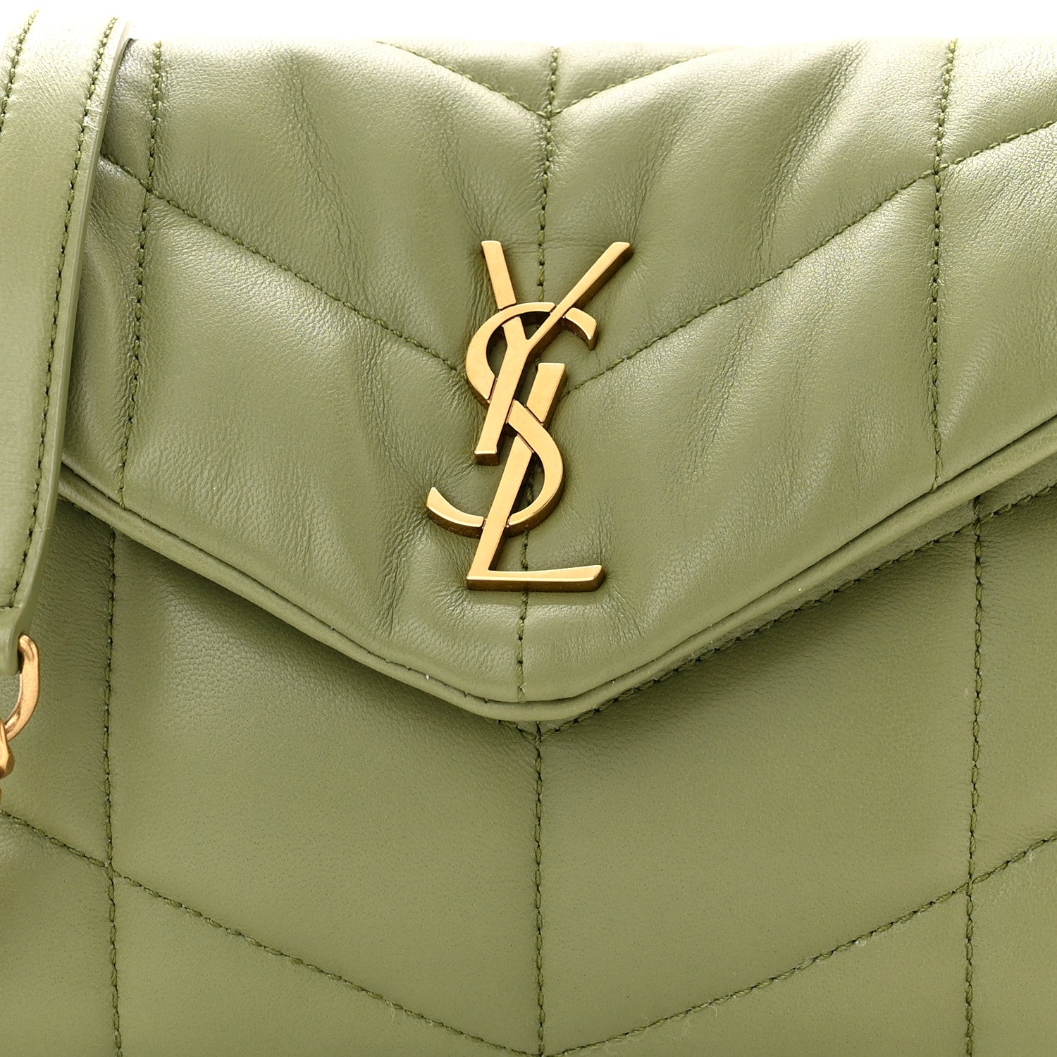 Saint Laurent Lambskin Quilted Toy Loulou Puffer Monogram Chain Satchel Light Pistache 8 of 11