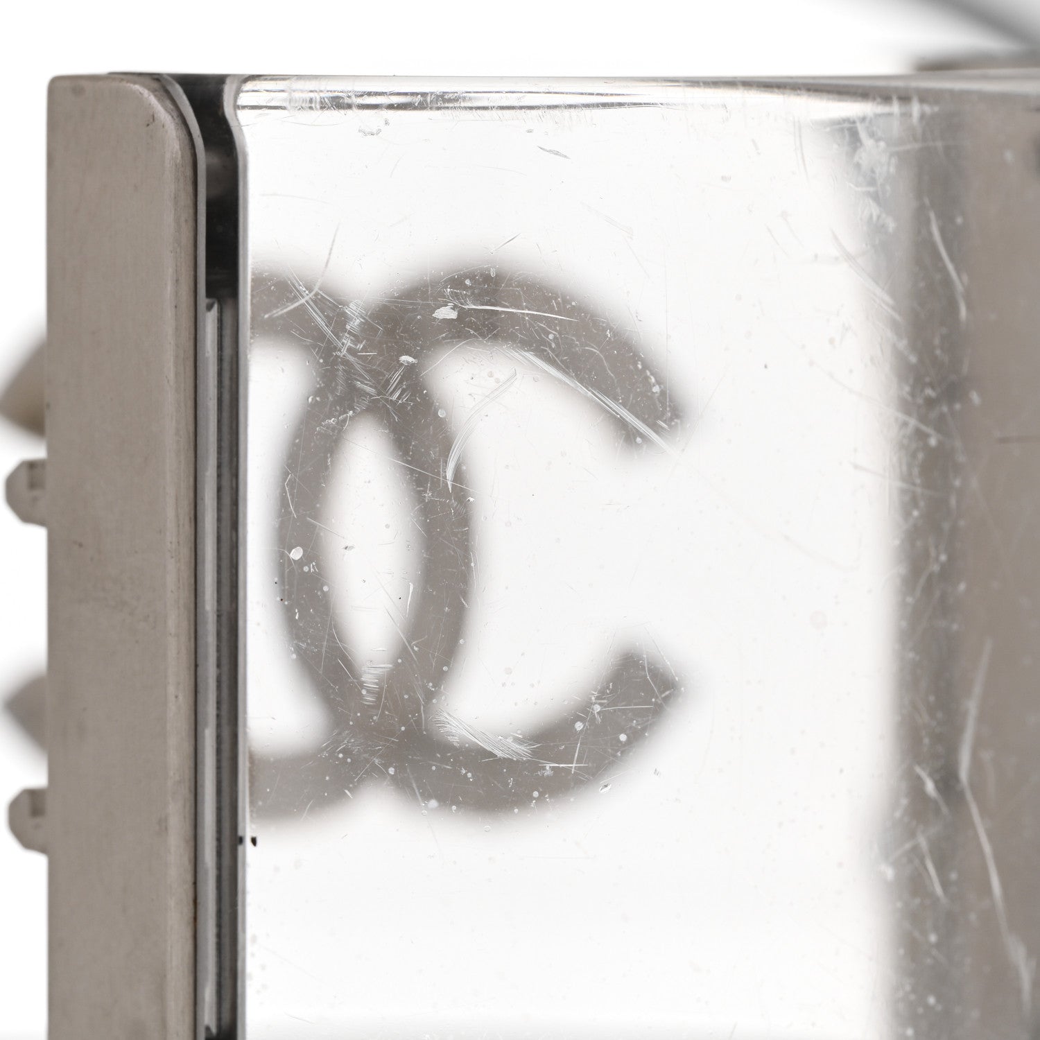 Chanel Lucite Baguette Crystal CC Cuff Transparent Silver 6 of 8