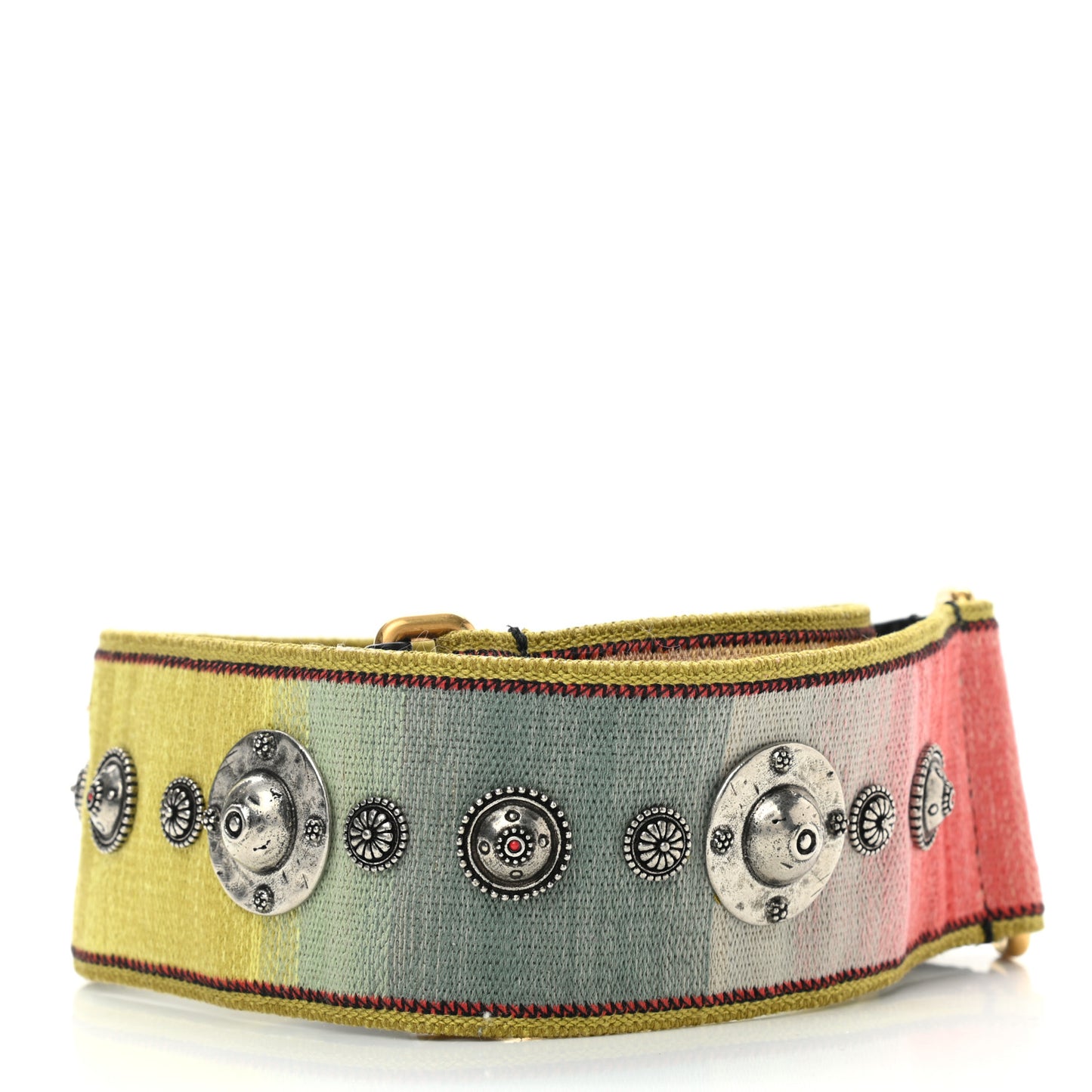 Canvas Embroidered Studded Rainbow Shoulder Strap