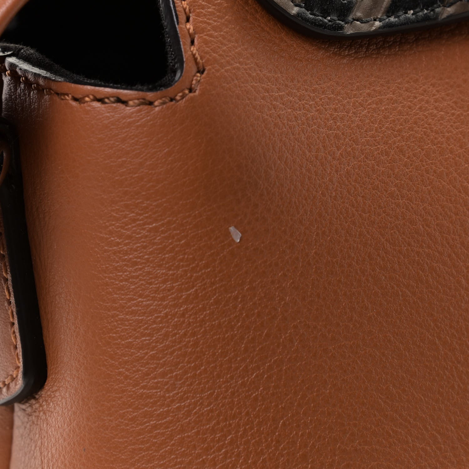Fendi Vitello Dolce Bi-Color FF 1974 Embossed Medium By The Way Boston Bag Brandy Maya Black 11 of 12