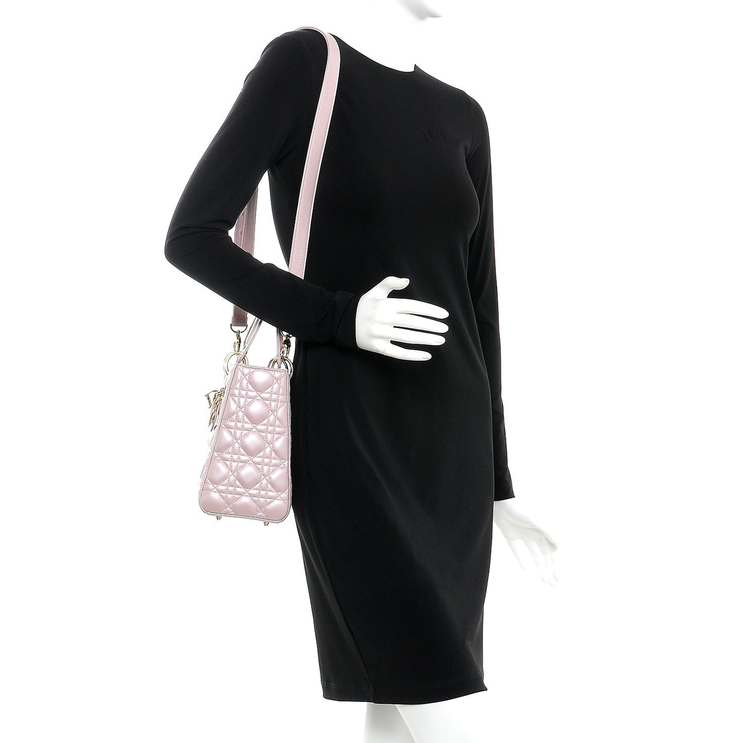 Pearly Lambskin Cannage Medium Lady Dior Lotus