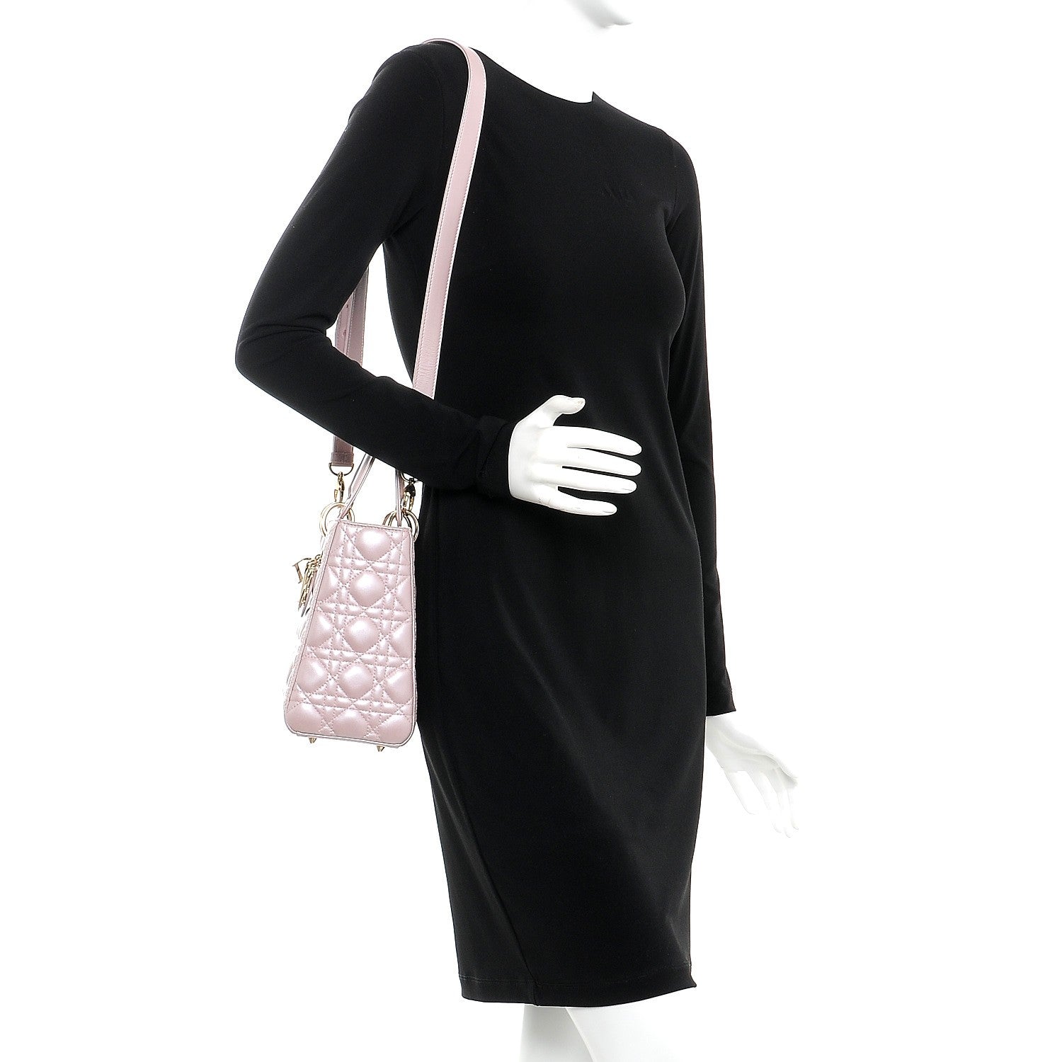 Christian Dior Pearly Lambskin Cannage Medium Lady Dior Lotus 2 of 8
