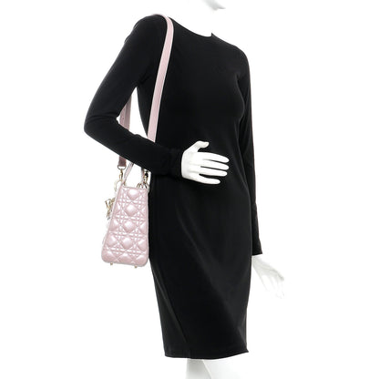 Christian Dior Pearly Lambskin Cannage Medium Lady Dior Lotus 2 of 8