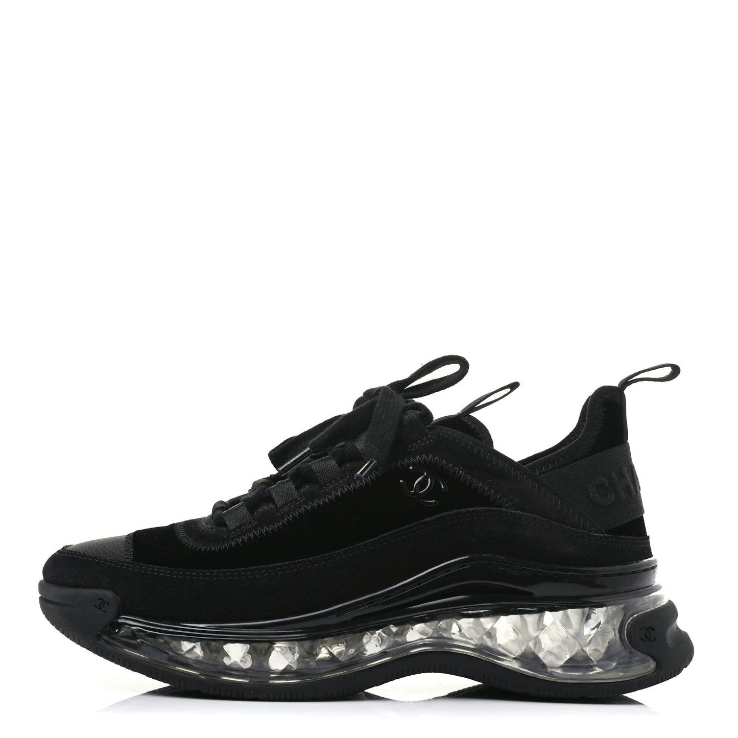 Suede Calfskin Velvet Grosgrain CC Sneakers 36 Black