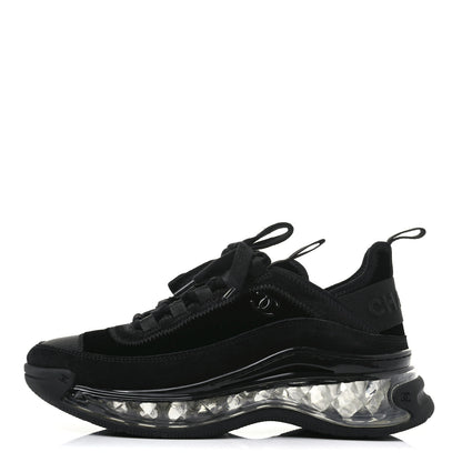 Chanel Suede Calfskin Velvet Grosgrain CC Sneakers 36 Black 1 of 7