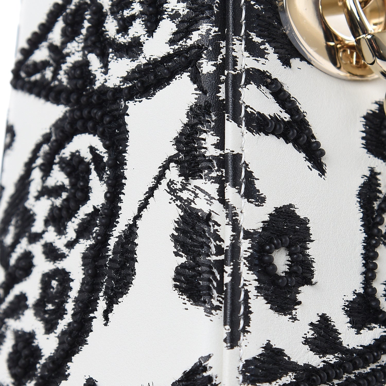 Christian Dior Smooth Calfskin Silkscreen Printed Floral Embroidered Mini Lady Dior Off White 10 of 13