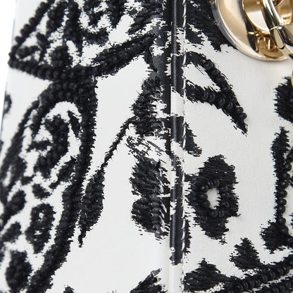 Christian Dior Smooth Calfskin Silkscreen Printed Floral Embroidered Mini Lady Dior Off White 10 of 13