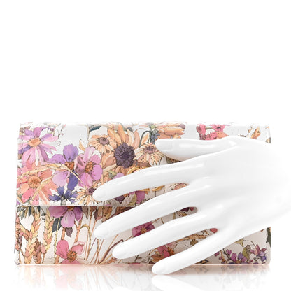 Christian Dior Calfskin Caro Freesia Long Wallet White Multicolor 2 of 9