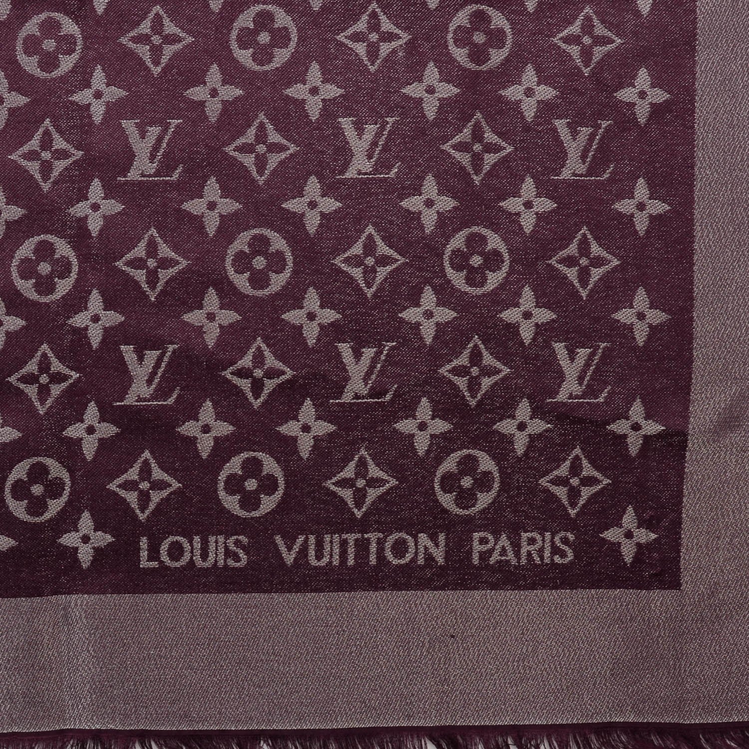 Louis Vuitton Silk Lurex Wool Monogram Shine Shawl Amarante 4 of 5